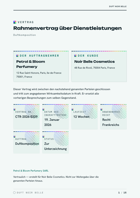 A finished contract rendered in a verlauf look