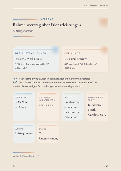A finished contract rendered in a illustriert look