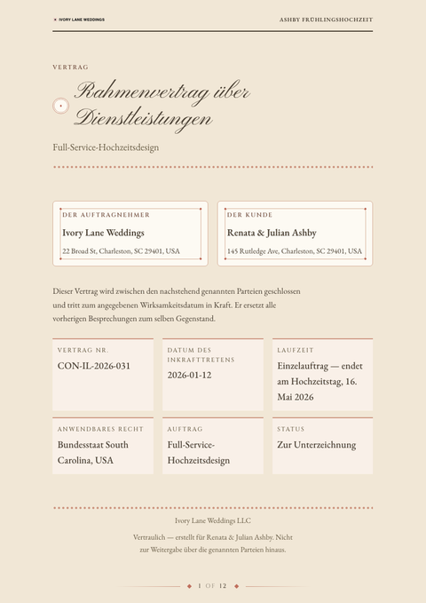 A finished contract rendered in a sonstiges look