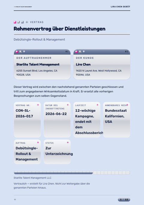 A finished contract rendered in a retro look