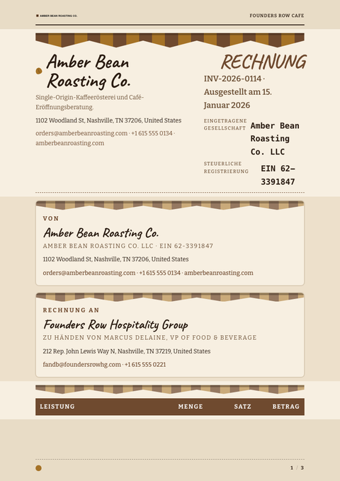 A finished invoice rendered in a lifestyle look