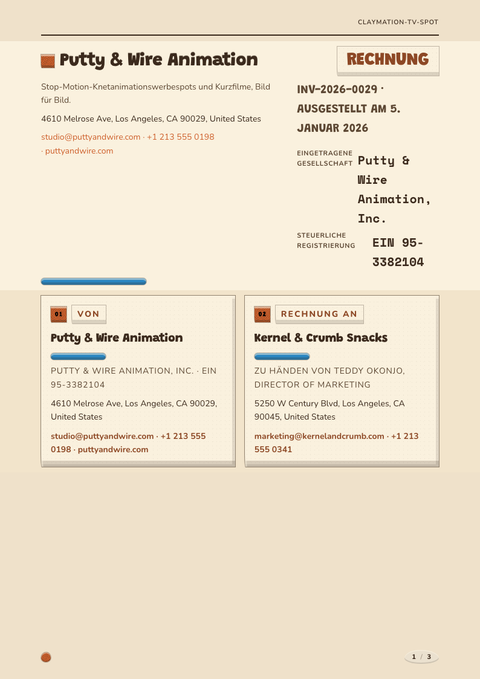 A finished invoice rendered in a 3d look