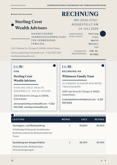 A finished invoice rendered in a sonstiges look