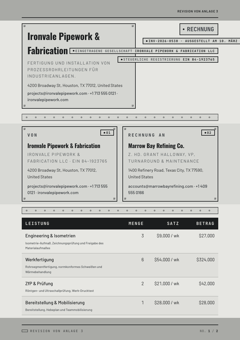 A finished invoice rendered in a lifestyle look