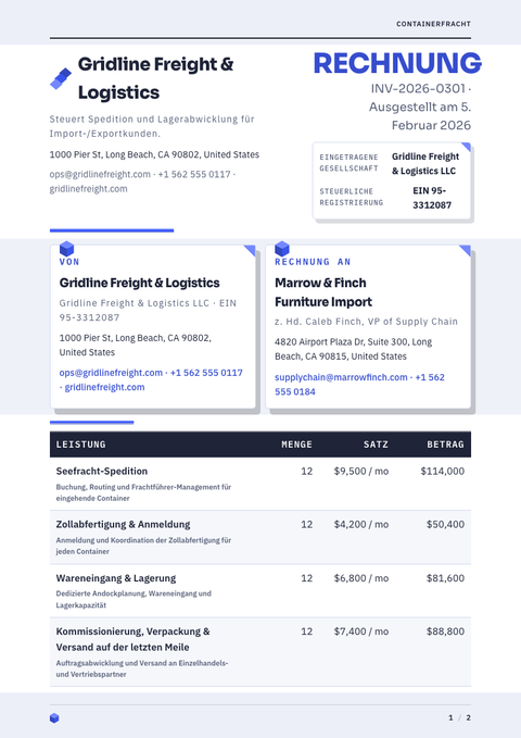 A finished invoice rendered in a 3d look