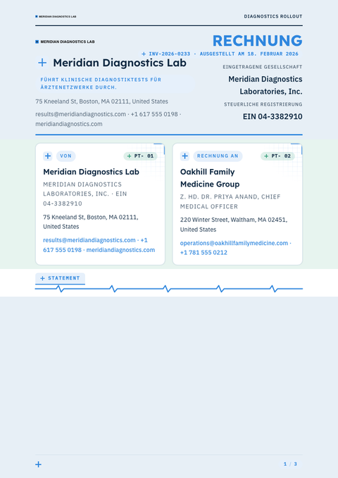 A finished invoice rendered in a sonstiges look