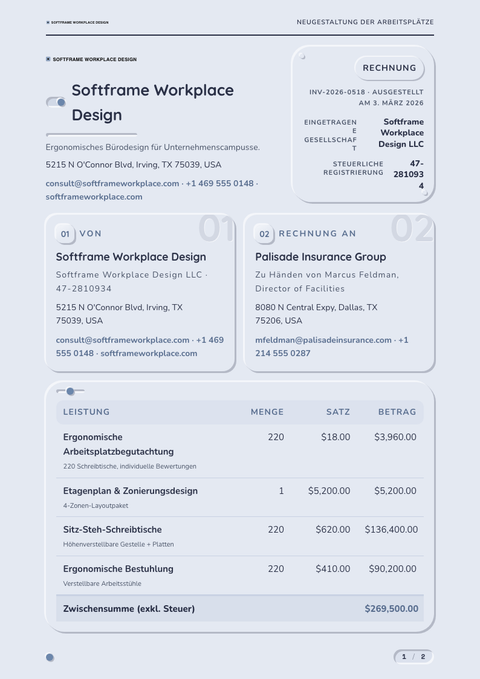 A finished invoice rendered in a morphismus look