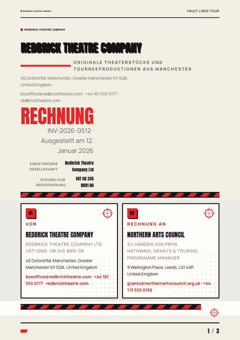 A finished invoice rendered in a druck look