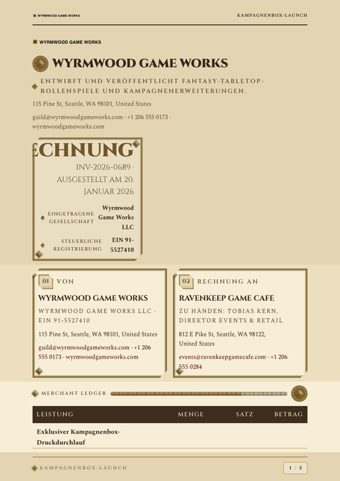 A finished invoice rendered in a game & pop look