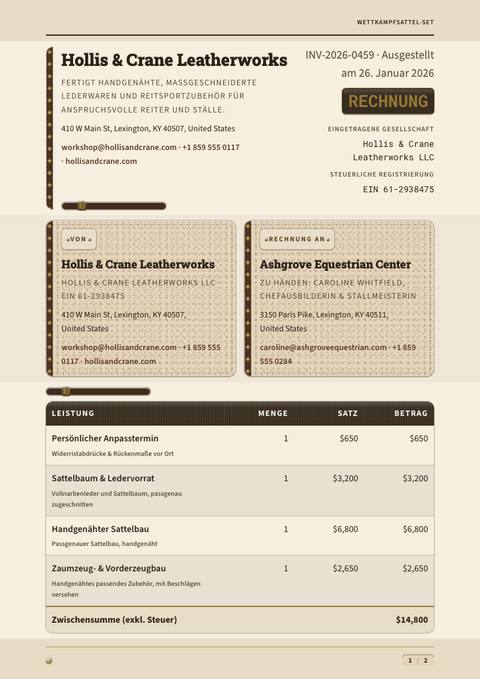 A finished invoice rendered in a morphismus look
