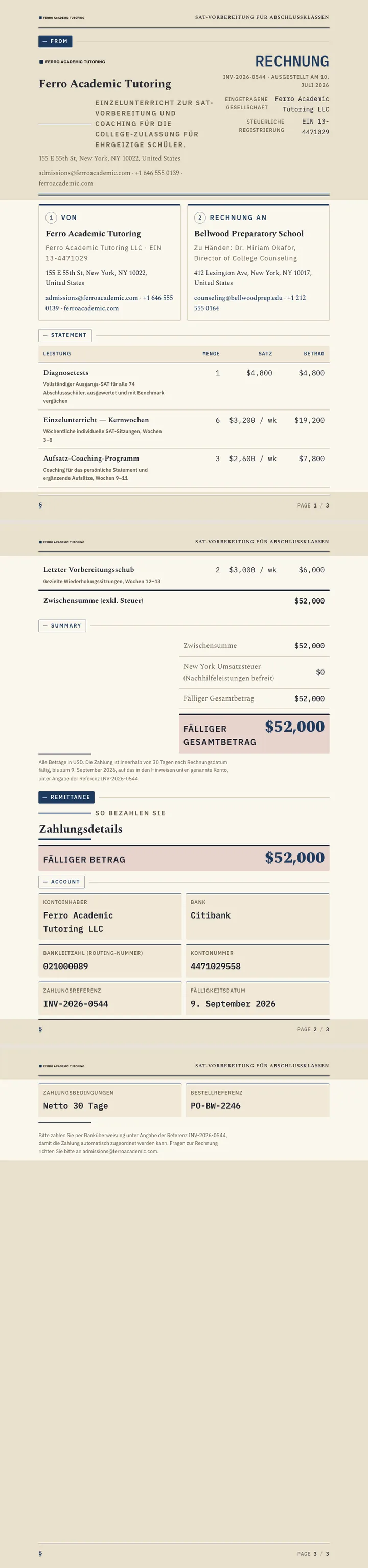 Bildung / Akademisch — vollständiges Beispiel, erstellt von Waxe