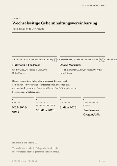 A finished nda rendered in a typografisch look
