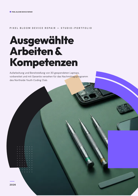 A finished portfolio rendered in a flach & minimal look