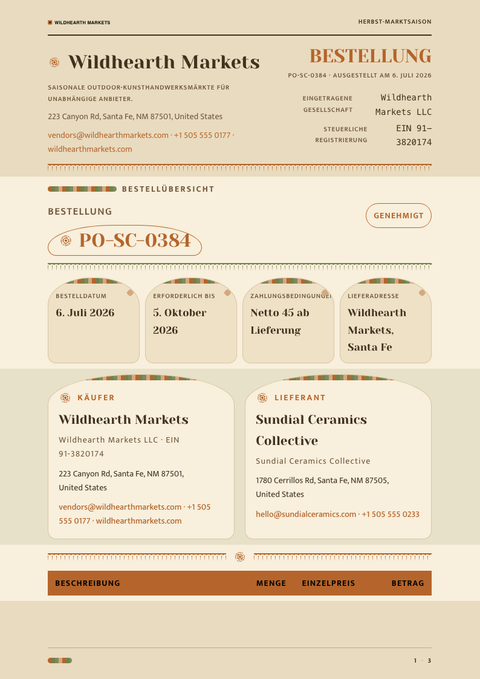 A finished purchase order rendered in a lifestyle look