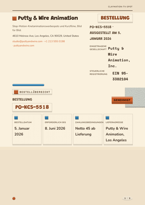 A finished purchase order rendered in a 3d look