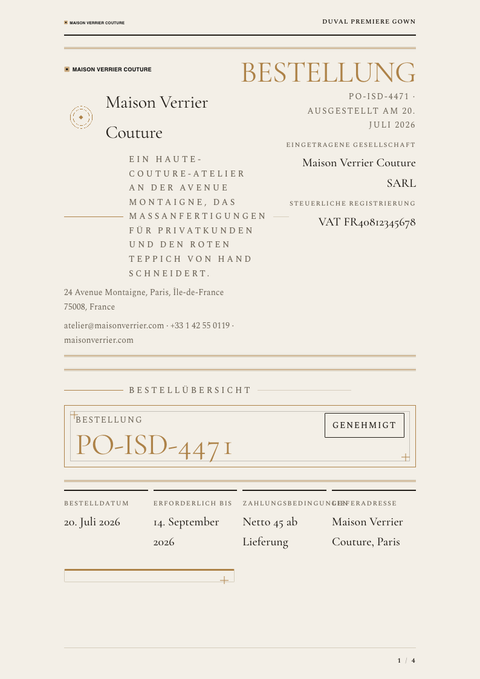 A finished purchase order rendered in a lifestyle look