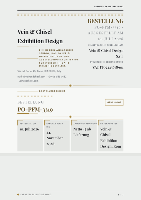 A finished purchase order rendered in a luxus look