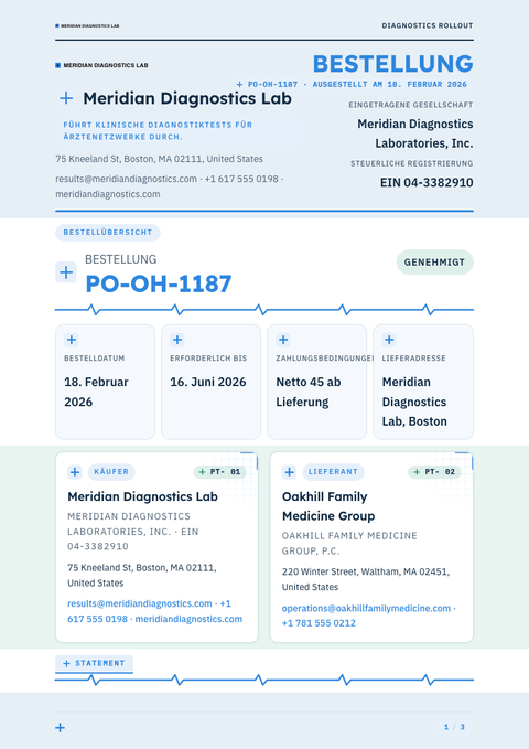 A finished purchase order rendered in a sonstiges look