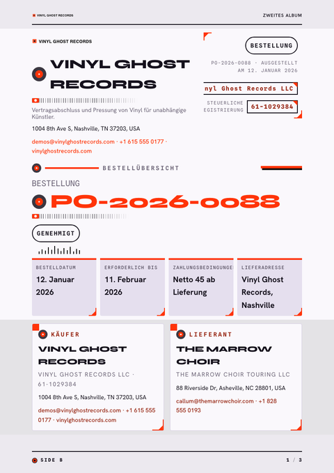 A finished purchase order rendered in a sonstiges look