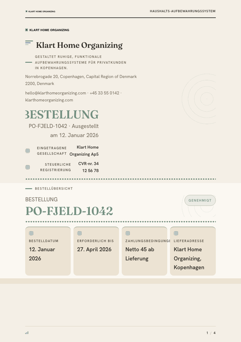 A finished purchase order rendered in a kulturell look
