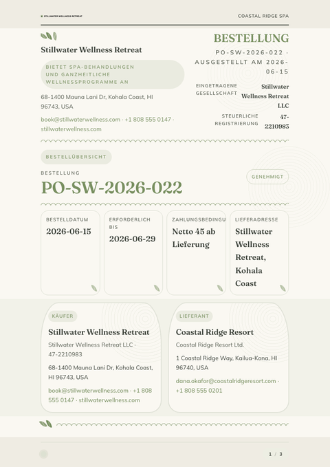 A finished purchase order rendered in a lifestyle look