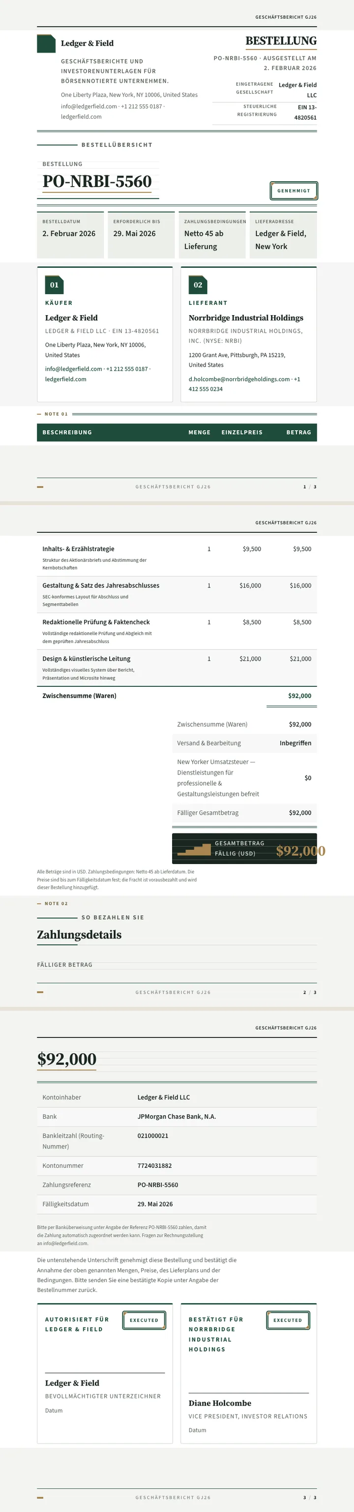 Geschäftsbericht — vollständiges Beispiel, erstellt von Waxe