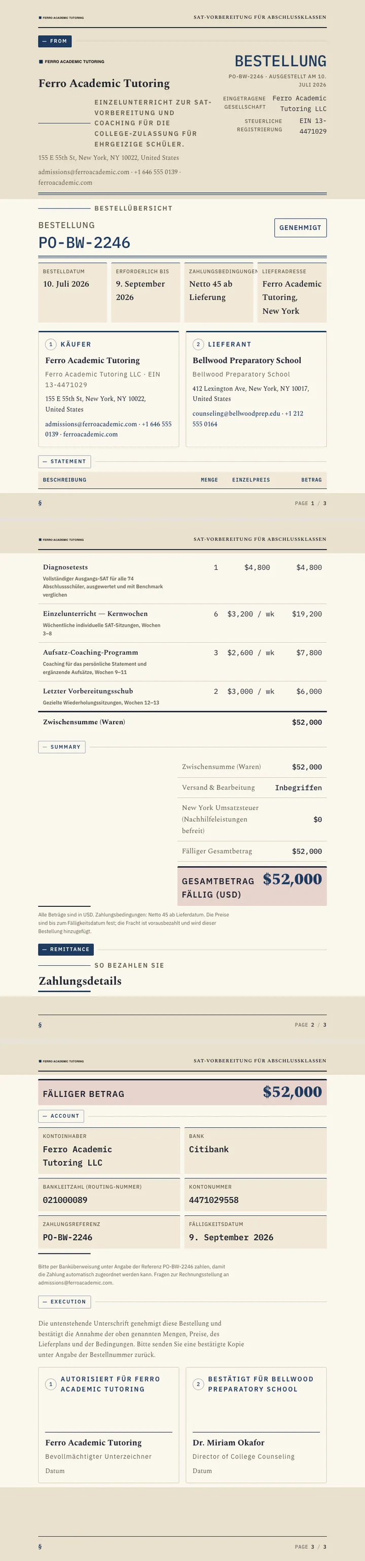 Bildung / Akademisch — vollständiges Beispiel, erstellt von Waxe