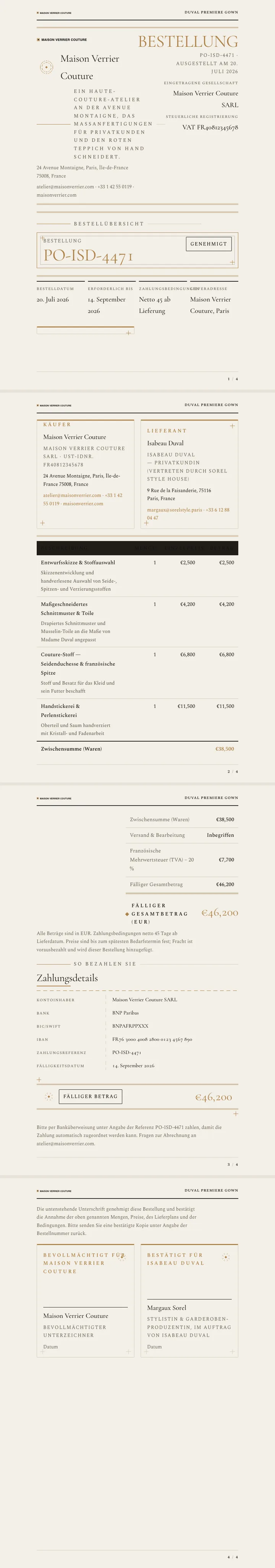 Luxus / High Fashion — vollständiges Beispiel, erstellt von Waxe