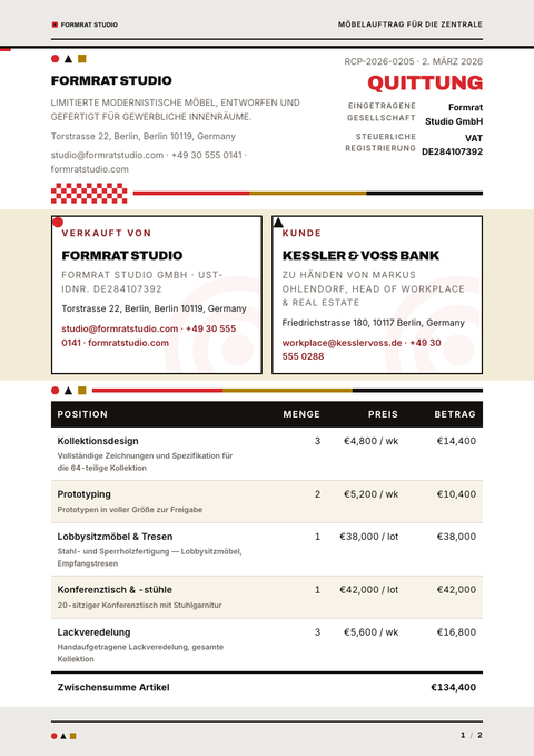 A finished receipt rendered in a retro look