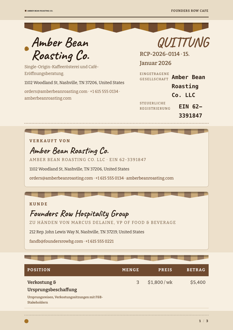 A finished receipt rendered in a lifestyle look