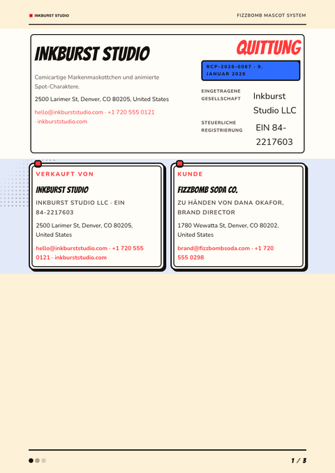 A finished receipt rendered in a illustriert look