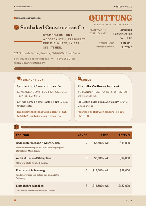 A finished receipt rendered in a natur look