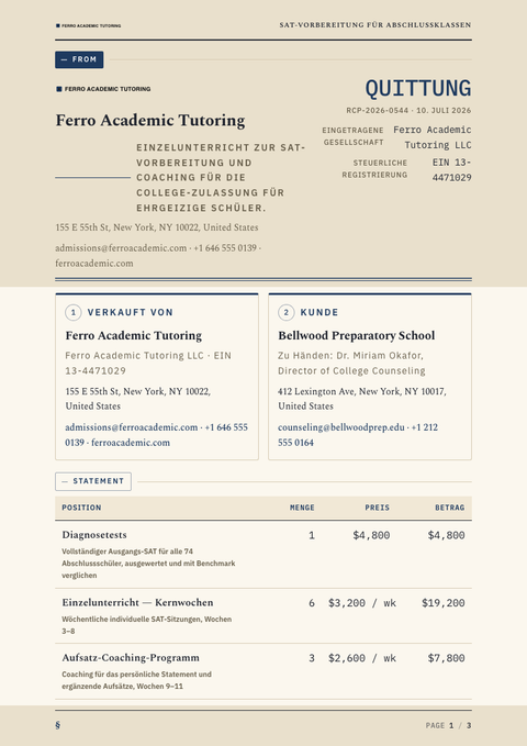 A finished receipt rendered in a sonstiges look