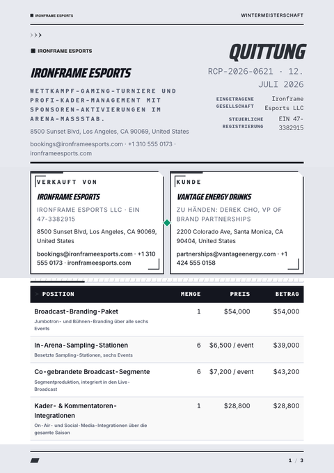 A finished receipt rendered in a game & pop look
