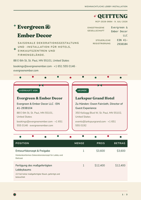 A finished receipt rendered in a sonstiges look