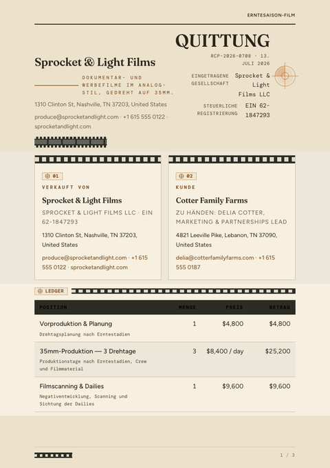 A finished receipt rendered in a foto look