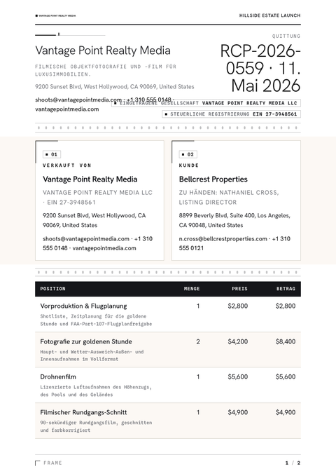 A finished receipt rendered in a foto look
