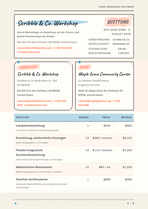 A finished receipt rendered in a illustriert look