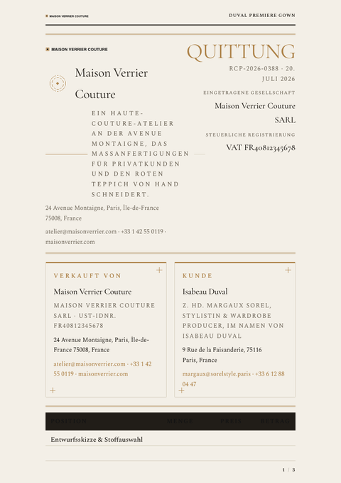 A finished receipt rendered in a lifestyle look