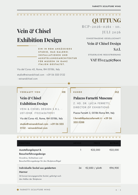 A finished receipt rendered in a luxus look