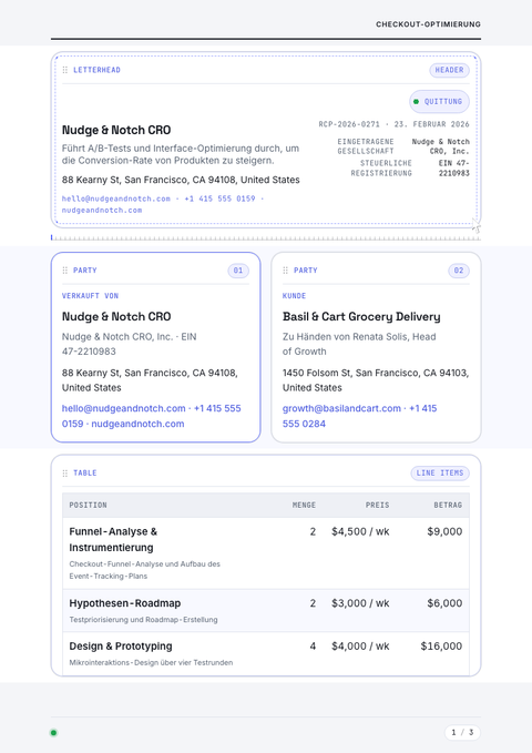 A finished receipt rendered in a bewegung look