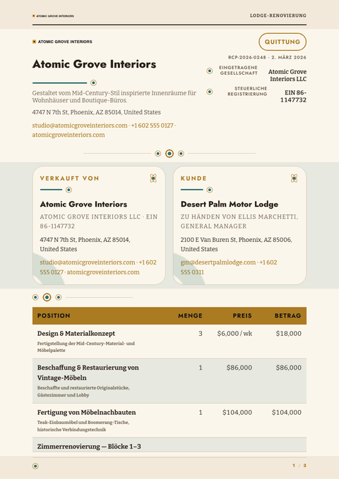 A finished receipt rendered in a retro look