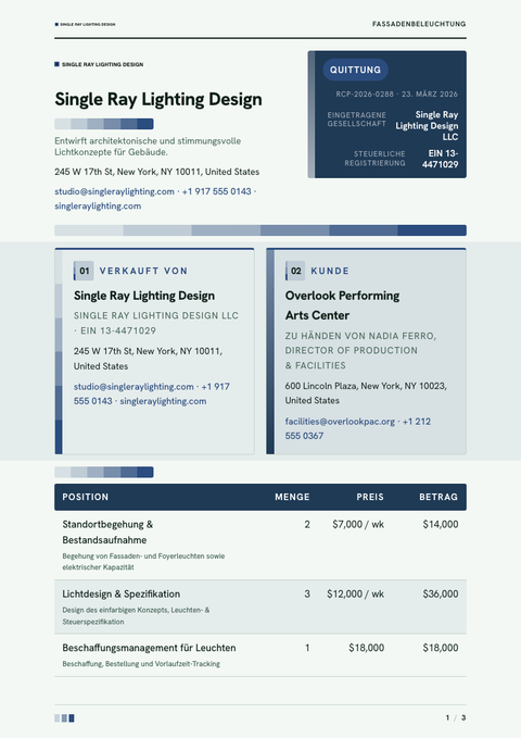 A finished receipt rendered in a farbe look
