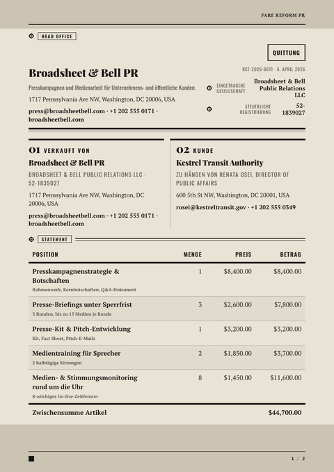 A finished receipt rendered in a druck look
