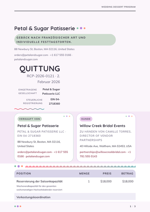 A finished receipt rendered in a farbe look