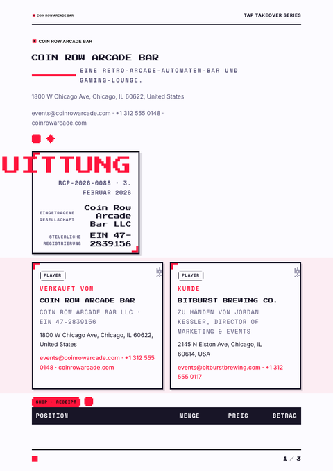 A finished receipt rendered in a game & pop look