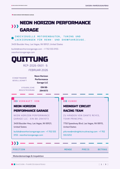 A finished receipt rendered in a retro look