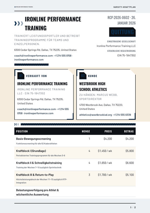 A finished receipt rendered in a sonstiges look