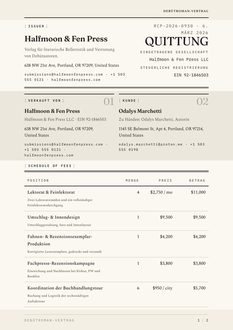 A finished receipt rendered in a typografisch look