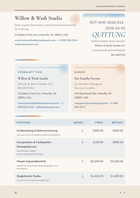 A finished receipt rendered in a illustriert look